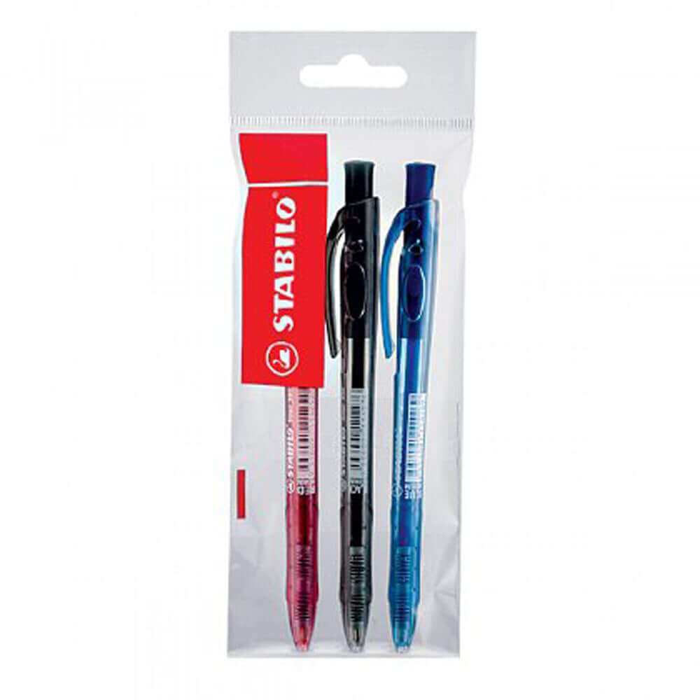 Pix cu mecanism Stabilo Liner 308, M, 0.45 mm, 3 culori/blister eco, albastru, negru, rosu Pix cu mecanism Stabilo Liner 308, M, 0.45 mm, 3 culori/blister eco, albastru, negru, rosu